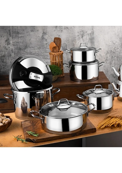 Güral Saray 18 Parça Metal Kulplu Çelik Tencere Takımı Mk 6203244
