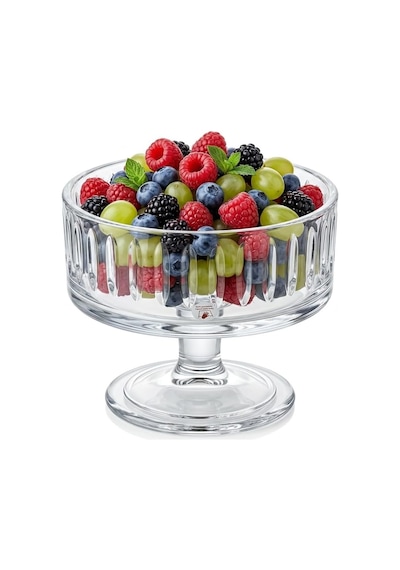 Pupa Model El Yapımı Ayaklı Cam Sunum Kasesi - Üfleme Cam Şeffaf Salata, Meyve Ve Meze Kasesi 11.5x13.5 Cm Çok Renkli