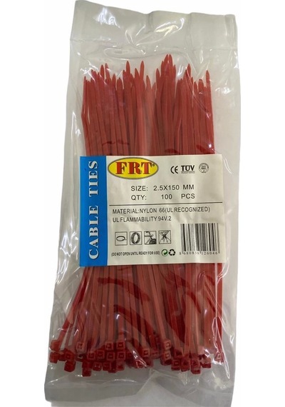 Mey İthalat Frt Kırmızı 2,5x150 Kablo Bağı