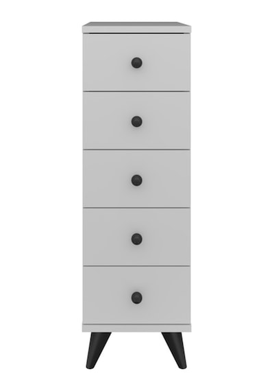 Simple Komodin 5 Çekmeceli 30x44x96 Beyaz Beyaz