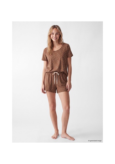 LC Waikiki Two Mt Shop Kalitesi Lcw Dream Kahverengi Penye Desenli Kısa Kollu Kadın Şortlu Pijama Takımı Kahverengi - 929712102 Kahverengi LC Waikiki Two Mt Shop Kalitesi Lcw Dream Kahverengi Penye Desenli Kısa Kollu Kadın Şortlu Pijama Takımı Kahverengi - 929712102 Kahverengi