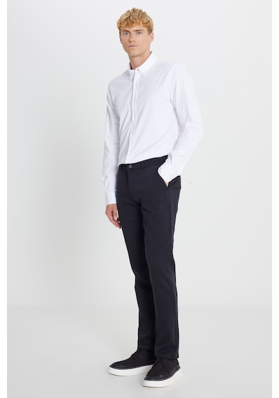 AC&Co / Altınyıldız Classics Erkek Sıyah Pamuklu Slim Fit Dar Kesim Yan Cep Casual Pantolon Siyah