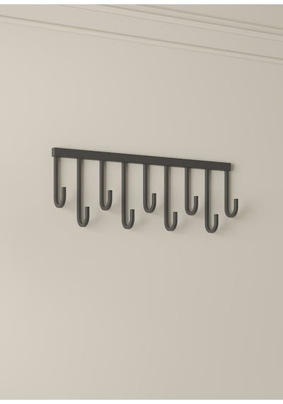 Lavons Metal Dekoratif 9 Askılı Demir Duvar Askısı Metal Askılık Elbise Askısı Portmanto Siyah