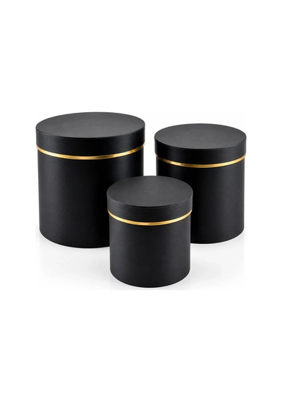 Lb 3pcs Yuvarlak Mat Renkli - Düz Renk Karton Hediye Kutusu 18-16-12cm