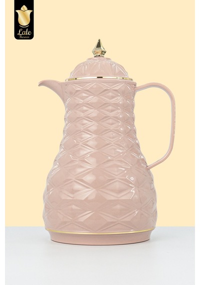Lale Thermos Cam Hazneli Termos Elmas-1 1.0 Lt Kahve & Çay 12 Saat Sıcak / 24 Saat Soğuk Yerli Üretim Charmy Pembe