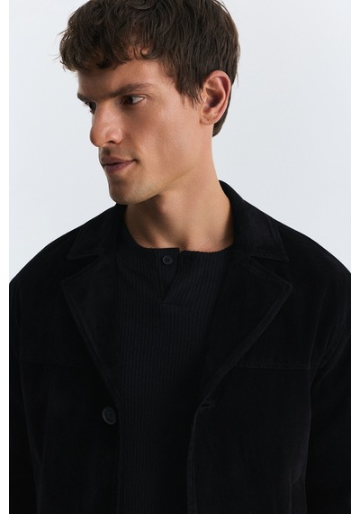 Antioch Crop Fit Suni Süet Ceket Siyah
