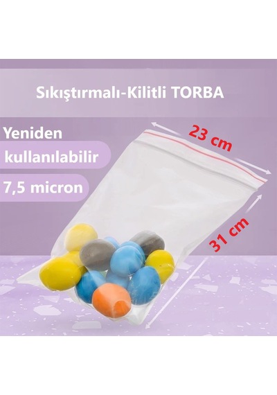 Kilitli Şeffaf Torba 12'li 7.5 Mikron 23 x 31 CM