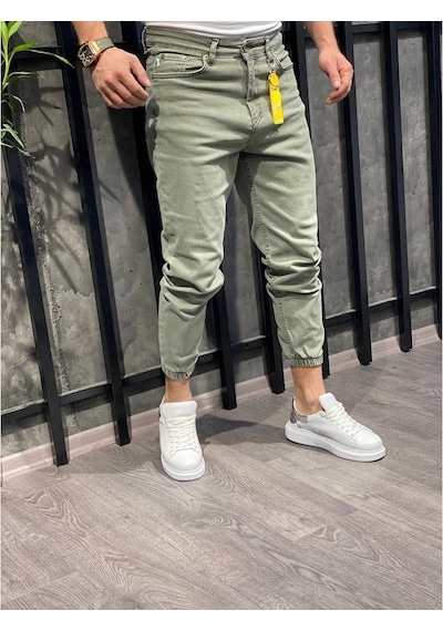 Erkek Paçası Lastikli Boyfriend Kot Jogger Pantolon (491077559)