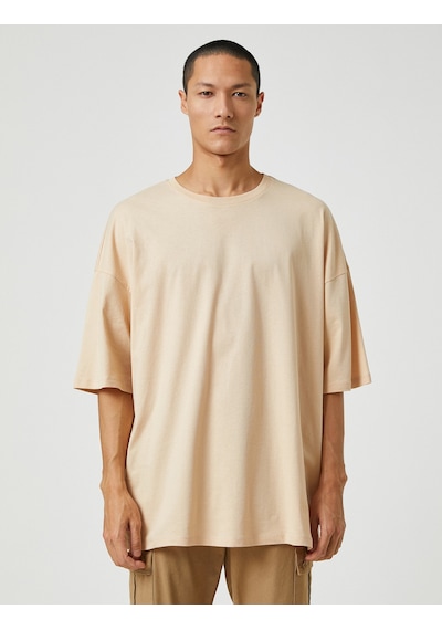 Koton Basic Oversize Tişört Bisiklet Yaka Kısa Kollu Bej 3sam10059hk Ekru Koton Basic Oversize Tişört Bisiklet Yaka Kısa Kollu Bej 3sam10059hk Ekru