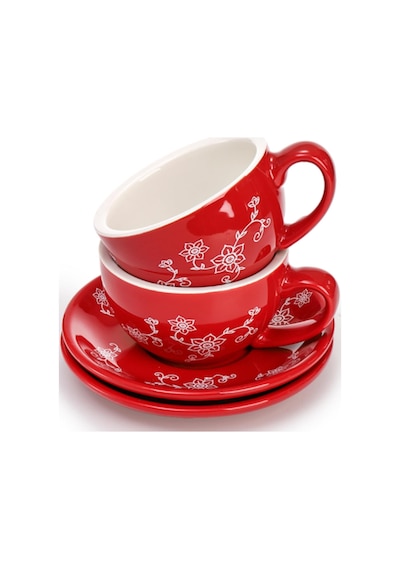 Tr 2'li Paket Kahve Fincanı Ve Tabağı, 10 Oz Seramik Çiçek Motifli Latte Kupa Tabağı Seti, Vintage Sanat Çay Bar Diğer