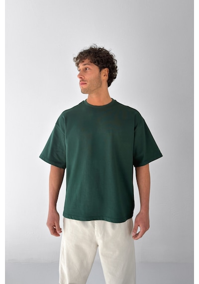 Flaw Atelıer Basic Boxy Fit Yeşil Tişört-29574