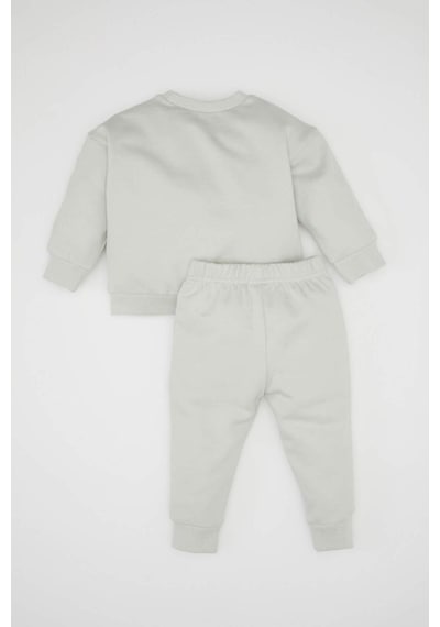 DeFacto Erkek Bebek 2'li Takım Baskılı Bisiklet Yaka Sweatshirt Jogger Eşofman Altı D0718A524AUGR503