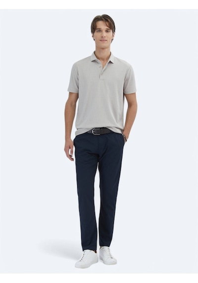 Kip Bej Jakarlı Polo Yaka T-shirt Bej