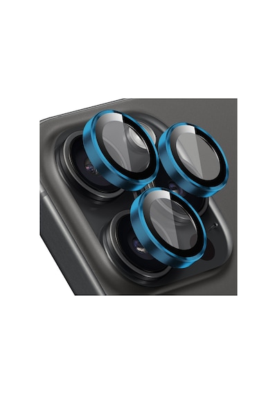 uff Apple Uyumlu iPhone 15 Pro Max / 15 Pro Kamera Metal Lens Koruyucu Mavi