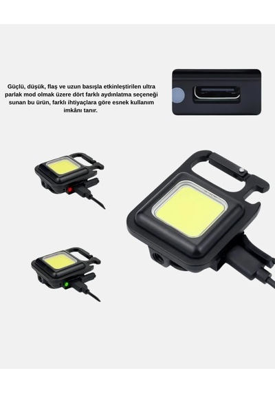 Astraltech Mini Led Fener Manyetik Katlanabilir 4 Modlu Çok Renkli