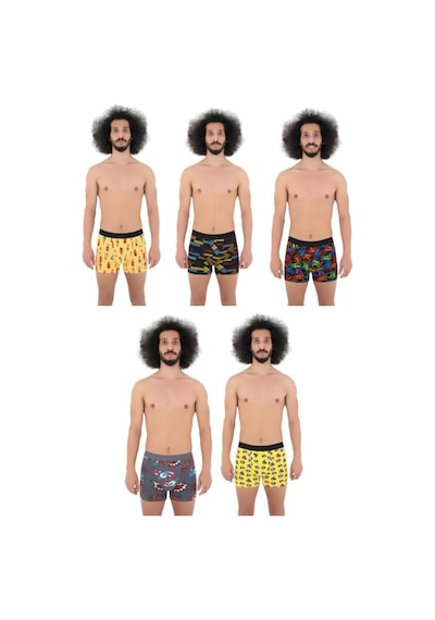 Harry Jons Erkek 5'li Desenli Renkli Pamuklu Premium Paket Boxer Desenli-4 Desenli-4