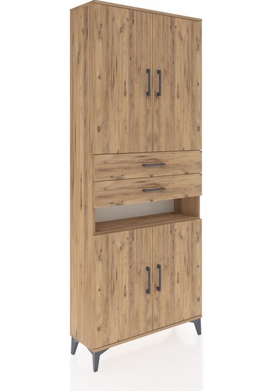 Arges Dolap 5 Raflı 2 Çekmeceli 4 Kapaklı 88x30x221 Çam-çam Çam
