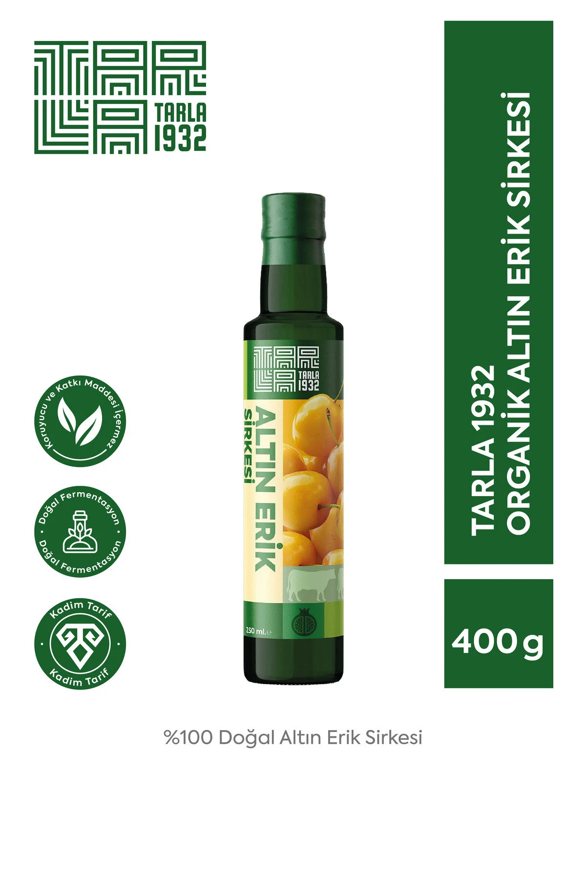 Tarla 1932 Altın Erik Sirkesi 250 Ml Doğal Fermantasyon