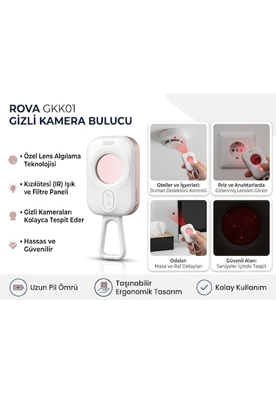 Rova Gkk101 Taşınabilir Gizli Kamera Dedektörü Kızılötesi Kamera Tespit Cihazı