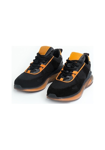 G-max Black Siyah Turuncu Sneaker Erkek Süet Ayakkabı 001