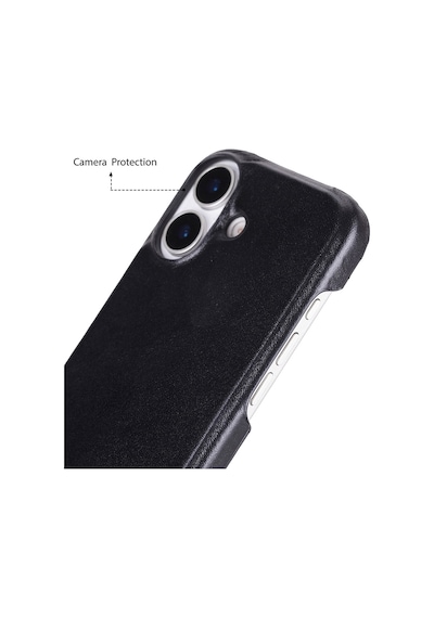 Apple Uyumlu iPhone 17 İçin, Hakiki Deri, El Yapımı Kılıf, Magsafe İle , İç Yüzeyi Kadife, Kömür Siyah Siyah