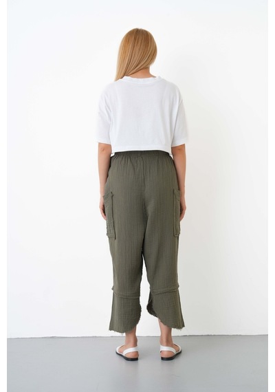 The Voler %100 Pamuk Müslin Şalvar Pantolon Kadın Yüksek Bel Oversize Rahat Kesim Cepli Siyah Yazlık Pantolon Haki The Voler %100 Pamuk Müslin Şalvar Pantolon Kadın Yüksek Bel Oversize Rahat Kesim Cepli Siyah Yazlık Pantolon Haki
