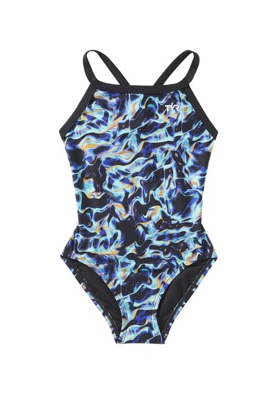 Tyr Durafast Elite Diamondfit Kız Çocuk Mayo - Energia Mavi - Siyah