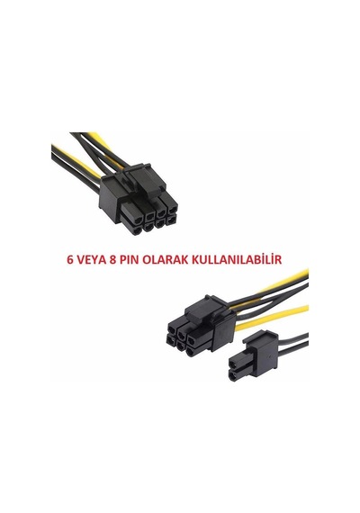 2x Sata Power Kablo To 8 Pin 6+2 Pci-e Dönüştürücü Güç Kablosu