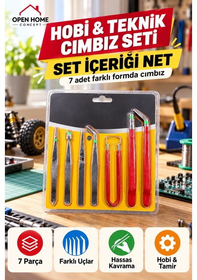7 Parça Hobi Ve Teknik Cımbız Seti Farklı Uçlu Maket Elektronik Tamir Küçük Parça Tutma Kavrama Seti