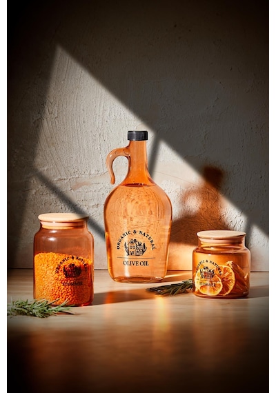 Selka Home 890 Ml Mary Ahşap Kapaklı Desenli Cam Kavanoz