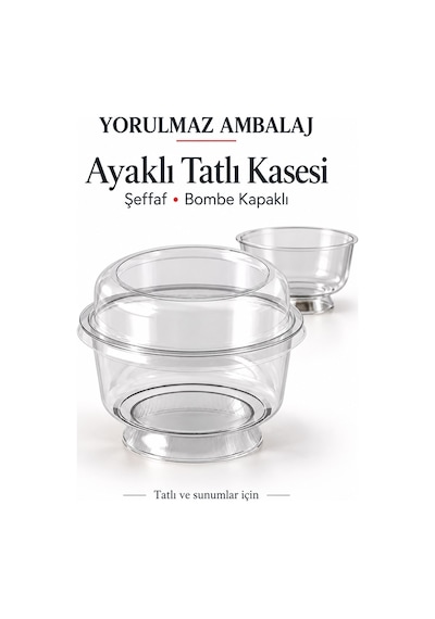 Ayaklı Tatlı Kase Kapaklı 50 Adet 200 Cc Kahverengi