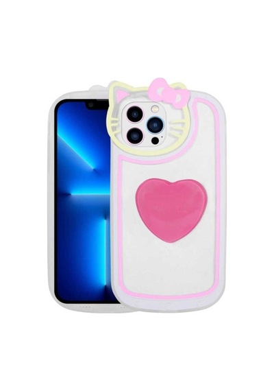 Apple Uyumlu iPhone 12 Pro Max Kılıf Kedi Figürlü Transparan Pop Soketli Zore Ritmik Kapak Pembe Koyu