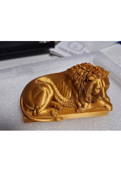Gold Renk Sanatsal Aslan Figürü Hediyelik Doğal Malzemeli Modern Dekor 15 Cm