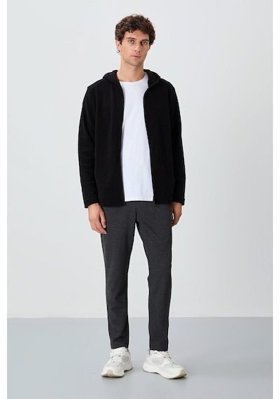 TOMMYLIFE Antrasit Melanj Yüzeyi Dokulu Standart Fit Erkek Eşofman Alt - 82155 Antrasit - Melanj