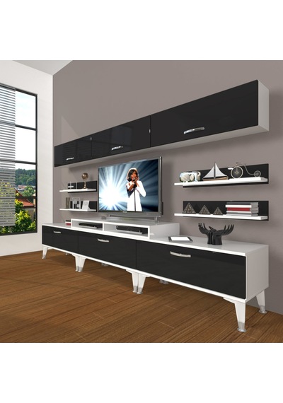 Decoraktiv Ekoflex 8y Slm Silver Tv Ünitesi Tv Sehpası Beyaz - Siyah