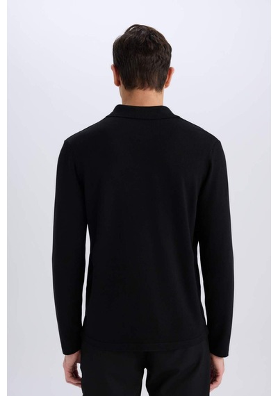 DeFacto Standart Fit Polo Yaka Düğmeli Triko Hırka E8399AX24CWBK27 Siyah