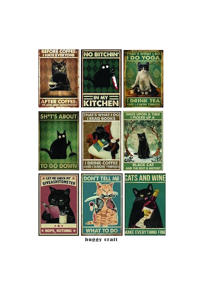 Cats Kedi Mizah Temalı Laptop Tablet Telefon Defter Sticker Set3 Standart