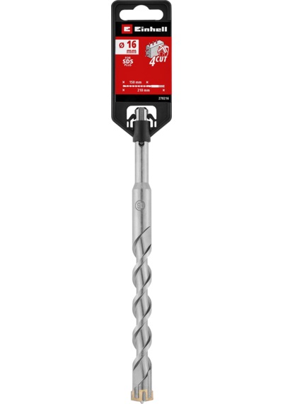 Einhell SDS Plus 4 Ağızlı Beton Matkap Ucu 16 x 210 mm 49270216, Ø 16 mm, karbür uç, beton ve donatılı beton