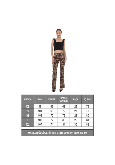 Penyebizden İspanyol Paça Tayt Pantolon-leopar Leopar