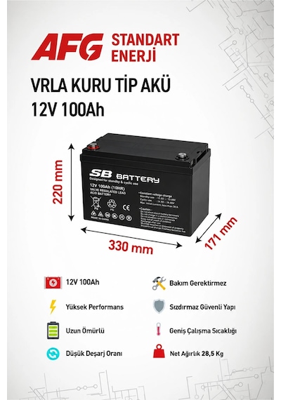 Sb Battery 12v 100 Ah Bakımsız Kuru Akü