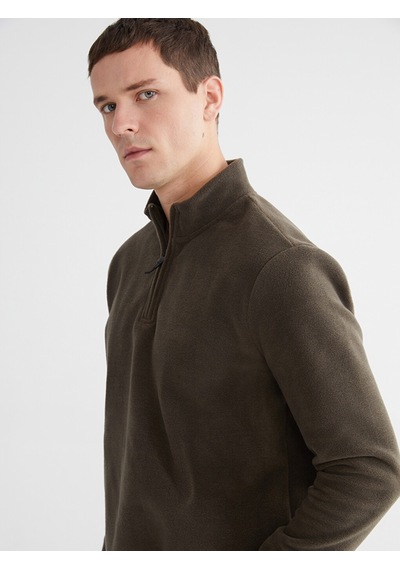 Lcwaıkıkı Classic Yeşil Dik Yaka Polar Erkek Sweatshirt
