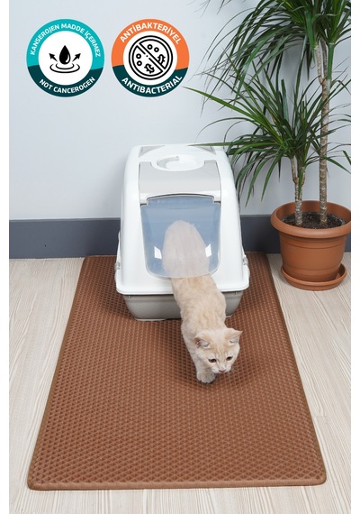 60x110 Cm Hücreli Kedi Kumu Paspası Kedi Matı Kedi Tuvalet Önü Paspası Kahverengi