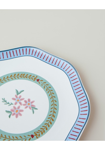 English Home Botanical Romance New Bone Pasta Tabağı 20 Cm Mavi - Yeşil