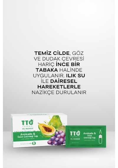 Tto Thermal Avokado ve Üzüm Çekirdeği Yağ Içeren Kil Maskesi