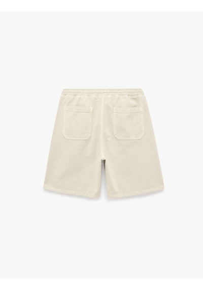 Koton Pamuklu Rahat Kalıp Jogger Beli Bağcıklı Bermuda Jean Şort Taş 6sam40410nd
