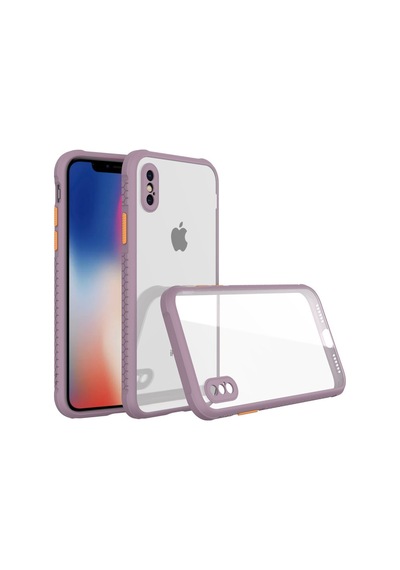 iPhone Uyumlu Xs Max Kılıf Miami Şeffaf Silikon - Açık Mor Düz Renkli