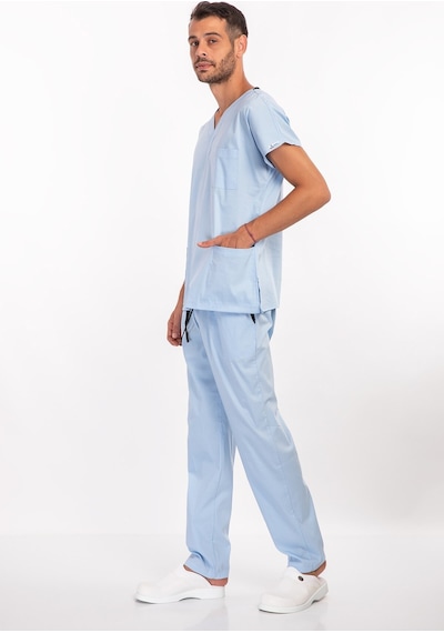Unisex Soft Likra Bebe Mavi Hemşire Ve Doktor Üniforması Cerrahi Takım Scrubs Bebe Mavi Bebe Mavi
