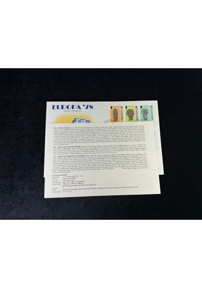 İsle Of Man Fdc 1978 Europa '78 Manx Crosses İlk Gün Zarfı Tam Seri