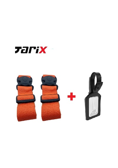 Tarix 2 Adet Turuncu Valiz Kemeri + 1 Adet Siyah Valiz Etiketi Turuncu