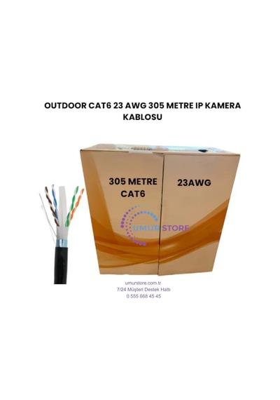 Cat6 305 Mt Dış Mekan 23 Awg Outdoor Ip Kamera Kablosu